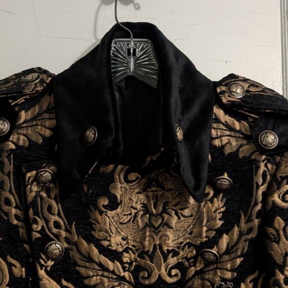 Angelino MAJESTY Gold Black Long Men's Blazer Suit Jacket Coat Size 38 - Picture 2 of 8